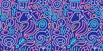 A colorful pattern with various symbols and shapes vector