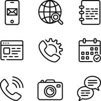 Contact and Communication Interface Line Icons vector