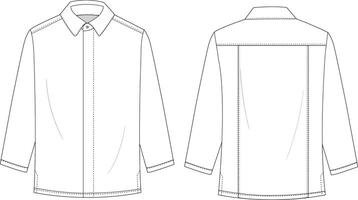 Long Sleeve Shirt Front and Back Illustration, Casual Button-Up Shirt with Simple Design vector