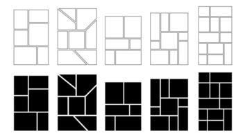 Frame photo, black grid layout for a bold card or brand template. This mosaic design is perfect for a moodboard, collage, or abstract picture. vector