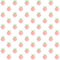 Seamless pattern with peach fruit with green leaf on white background..Summer.Surface for textile.Decoration ornament for fabric or cloth.Modern backdrop.Cute wrapping paper. vector