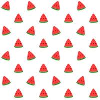 Seamless pattern with red watermelon slices on white background.Summer or fruit.Surface for textile.Decoration ornament for fabric or cloth.Cute wrapping paper.Modern backdrop. vector