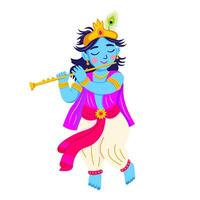 Krishna playing flute on white background vector