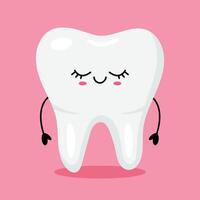 Cute cartoon tooth character with pink background vector