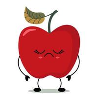 An apple with eyes closed and arms crossed vector