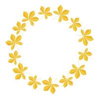 Round frame with yellow autumn leaves vector