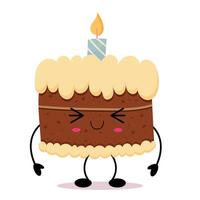 A cartoon cake with a candle on it vector