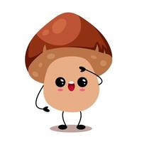 Kawaii Mushroom Character with Big Eyes vector