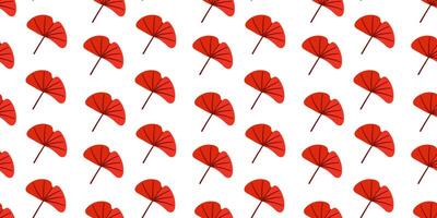 Seamless autumn leaf pattern in red and white vector