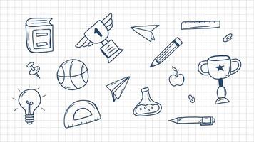 Hand drawn school science elements on a white background vector
