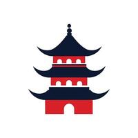 Red and Black Pagoda Illustration Simple Style Asian Architecture Design vector