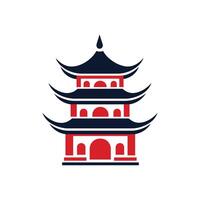 Illustration of a Red and Navy Blue Traditional Pagoda Temple Structure vector