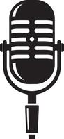 Simple Black and White Retro Microphone Icon vector