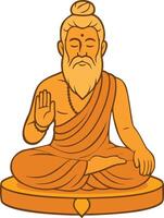 Ancient Sage Indian Rishi in Meditation Pose with Blessing Hand vector