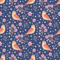 Floral bird pattern design in vibrant colors vector