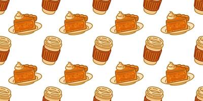 Seamless Coffee Pumpkin Pie Pattern vector