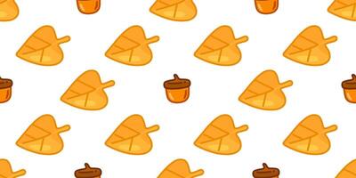 Seamless Autumn Acorn Leaf Pattern vector