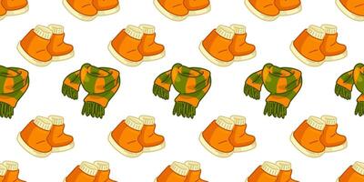 Seamless Autumn Scarf Boot Pattern vector