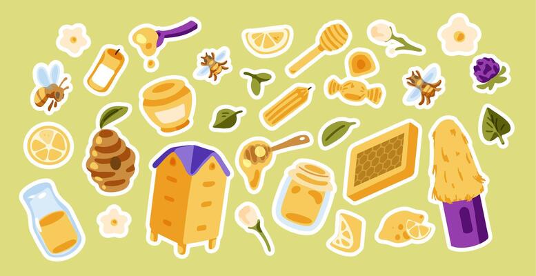 Honey Beekeeping Sticker Elements