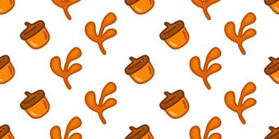 Seamless Acorn Twig Pattern Design vector