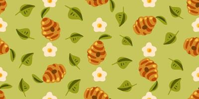 Beehive Flower Leaf Pattern Design vector