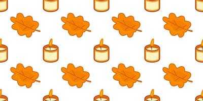Seamless Autumn Candle Leaf Pattern vector