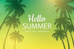 Realistic background for summer season. Beach background. Realistic summer background. Gradient background for summer season celebration. Palm tree. beach vector