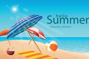 Realistic background for summer season. Beach background. Realistic summer background. Gradient background for summer season celebration. Palm tree. Summer vector