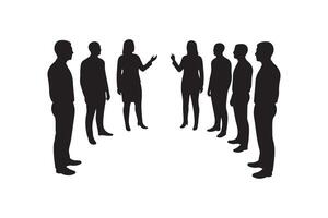 Team Members in Meeting Silhouette Community of people discussing vector
