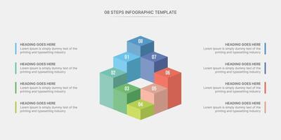 Business Growth Bar Chart Infographic Template Design with 8 Steps vector