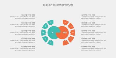 Do and Don't, Pros and Cons, Vs, Versus Comparison Circle Infographic Design Template vector