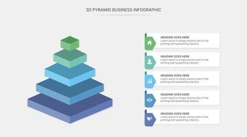 Hierarchy Triangle Pyramid Infographic Design Template with 5 Steps vector
