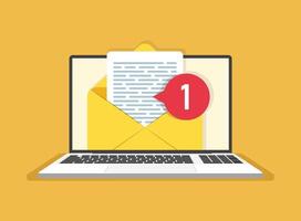 Email and envelope on laptop vector