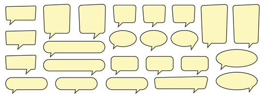 Yellow Chat and Speech Bubble Set. Empty Speech Bubble. vector