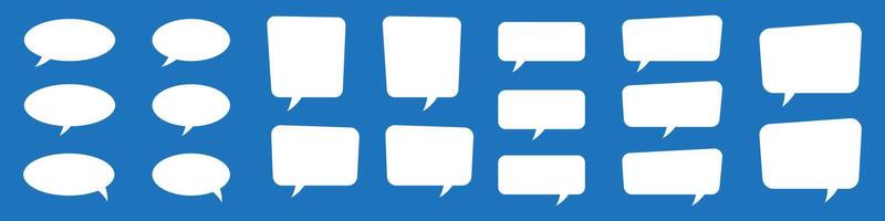 White speech bubble and thought bubble shapes in comic style. Blank text boxes for communication, storytelling, comic books, and graphic design. vector
