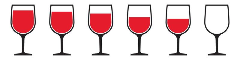 Red wine glass icon. Red wine glass icons set. vector