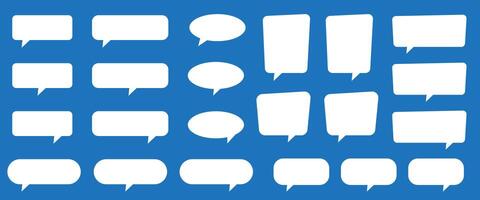 White speech bubble and thought bubble shapes in comic style. Blank text boxes for communication, comic books, and graphic design. vector