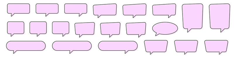 Speech Bubble Set in Pink. Flat Pink Communication Bubbles. Chat, Text, Dialog Icons. vector