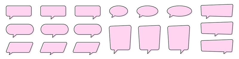 Pink Speech Bubble Set. Flat Pink Communication Bubbles. Text, Chat, Dialog Icons. vector