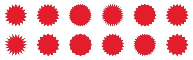 Set of red starburst, sunburst badges. Best for sale sticker, price tag, quality mark. vector