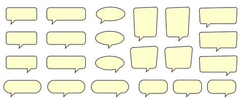 Yellow Chat and Speech Bubble Set. Empty Blank Speech Bubble. vector