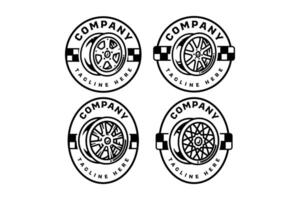 car spoke wheel rim with multi, mesh, split and modular types illustration badge logo set for automotive, racing, garage, workshop, vehicle, custom service, repair, exterior vector