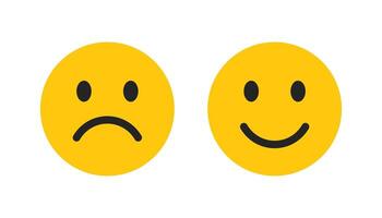 Happy and sad emoji face icon. Happy and sad smiley faces icon. Emoticon icon set. vector