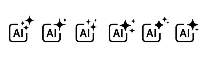 AI icon set. Artificial intelligence sign. Artificial intelligence stars icon set. vector