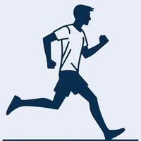 athletic man running profile view in line style vector