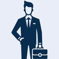 businessman holding briefcase in minimal sketch outline vector