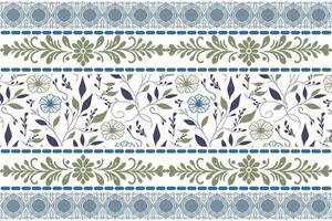natural border built around hand drawn flower and leaf illustrations made for bedsheets, tablecloths, and fashion fabric items vector