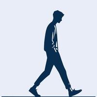 walking male silhouette outline design in modern sketch vector