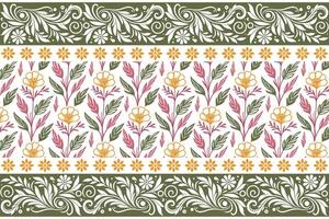natural border and floral line pattern with botanical detailing made for fashion product printing, table top linen, and textile wraps vector