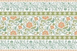 artistic rose and foliage design combined with border framing created for home fabric projects, wrapping paper, and clothing prints vector